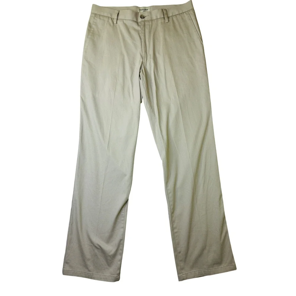 Dockers Mens Khaki Chino Pants Tan Straight Leg Stretch 32x32 Cotton Blend